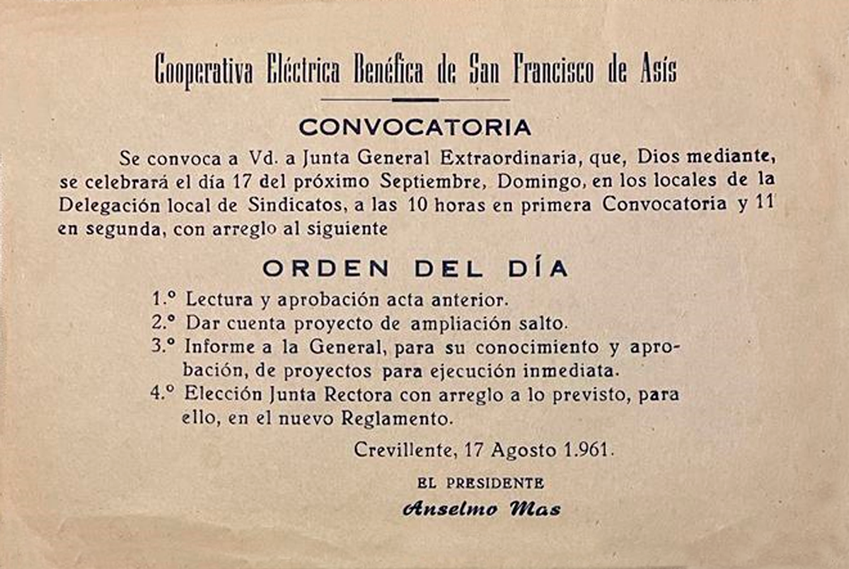 Convocatoria Asamblea General Ordinaria 1961